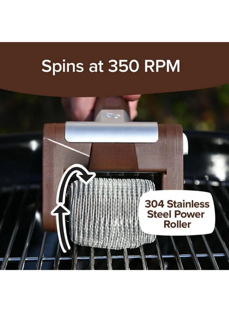 1PC Electric Grill Cleaner Bristle Free Stainless Steel Power Roller Blasts Removable Wireless Electric Grill Brush With LED Light for Outdoor Grills Barbecue Cleaning Tool Brown - Image 5